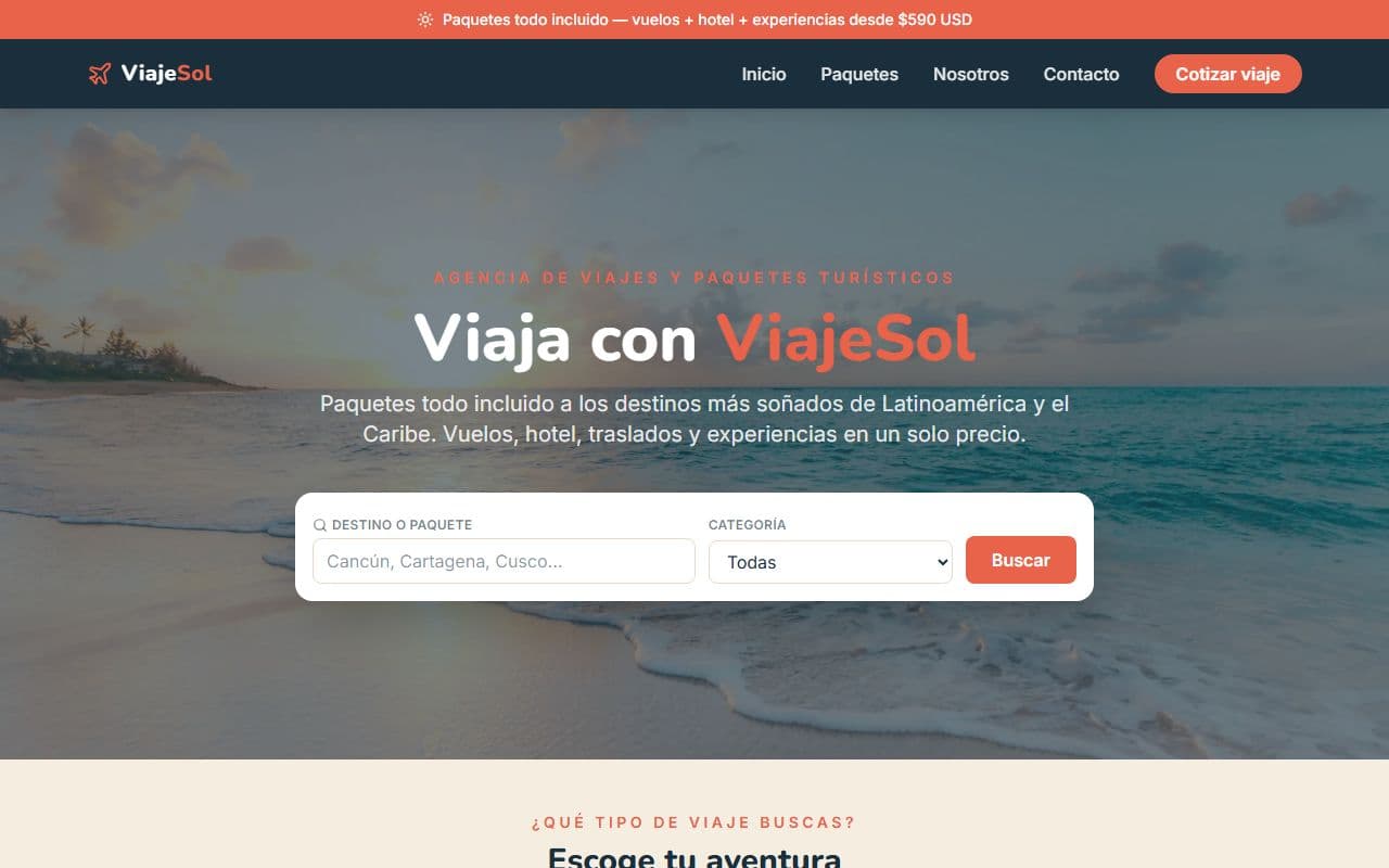 Vista previa de Agencia de Viajes ViajeSol