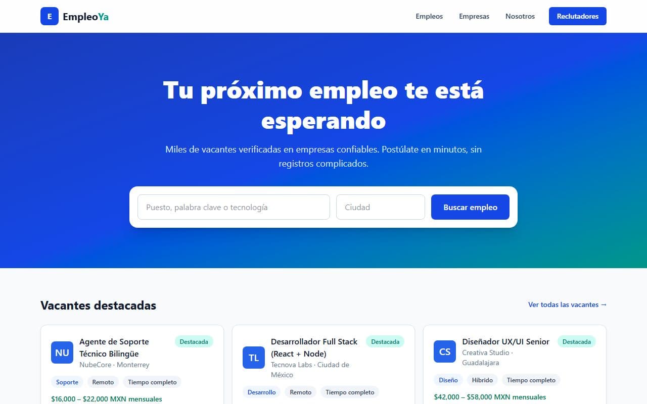 Vista previa de Bolsa de Empleo EmpleoYa