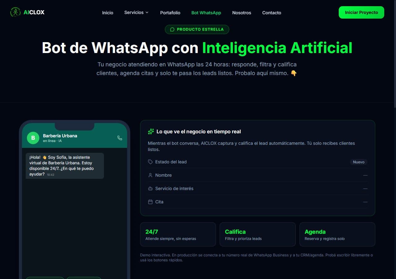 Vista previa de Bot de WhatsApp con IA