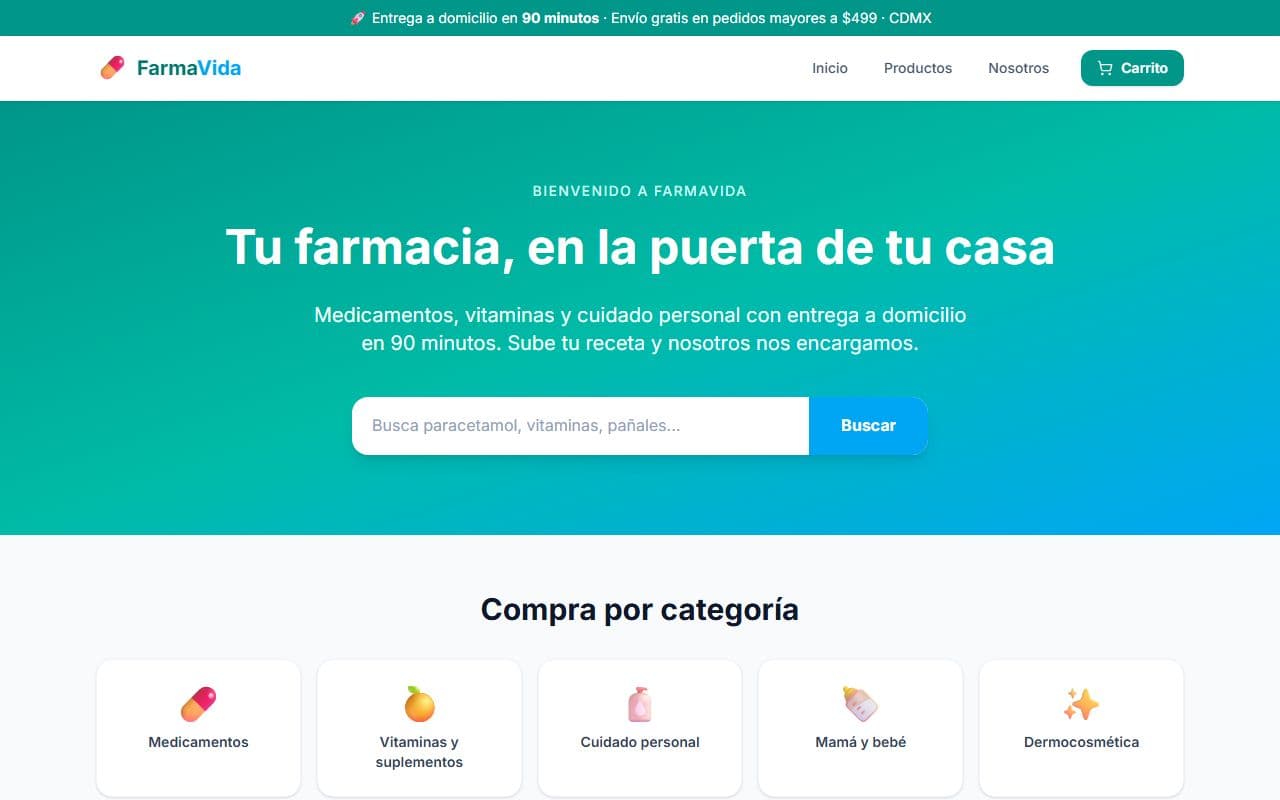 Vista previa de Farmacia Online FarmaVida