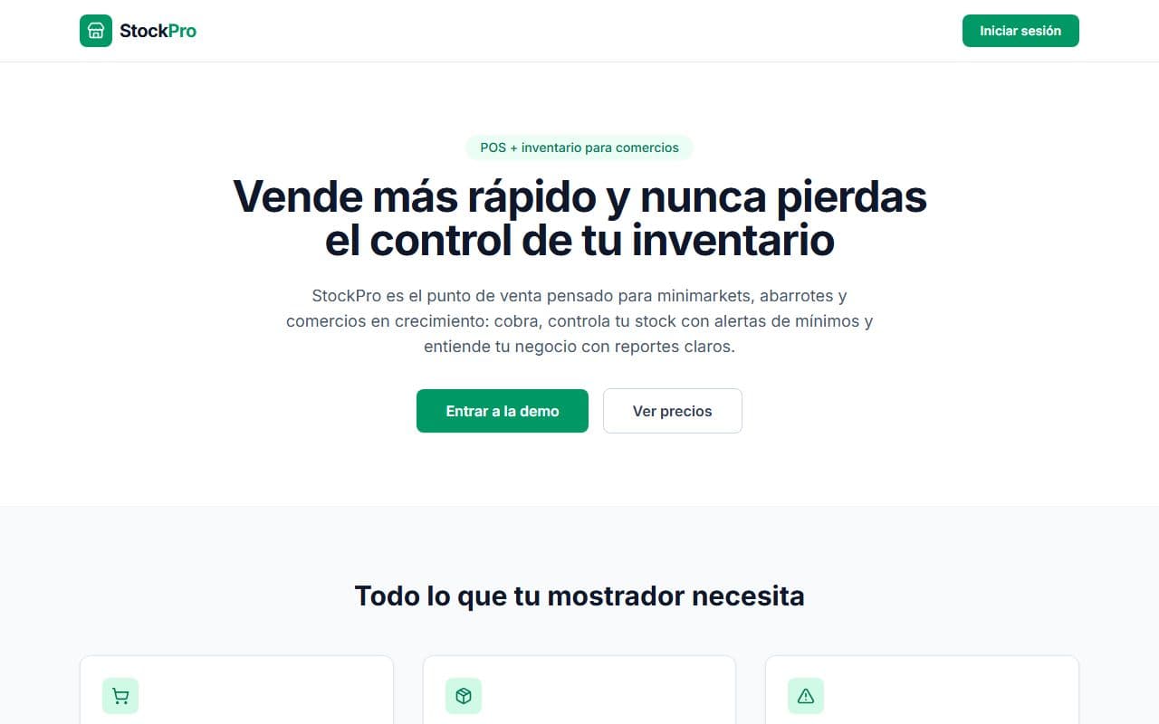 Vista previa de Punto de Venta e Inventario StockPro